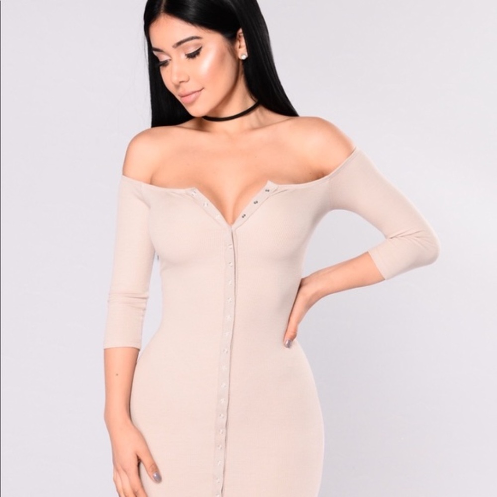 HOST PICK Fashion Nova Tan Button Up dress